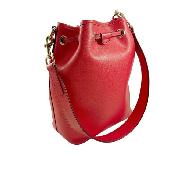 Dooney & Bourke Gretta Drawstring Bag Purse Red Coated Water Repellent Canvas - Picture 4 of 10